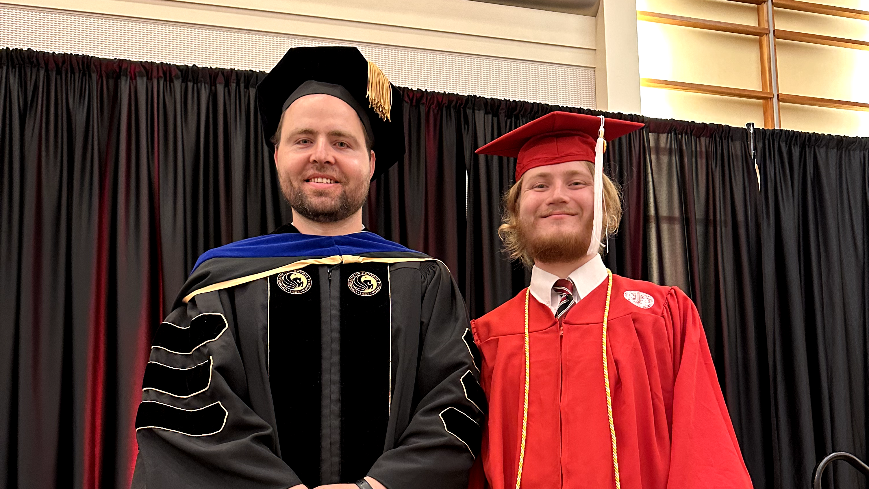 Dr. Zlatin Mitkov and new graduate Justin Thorpe at commencement