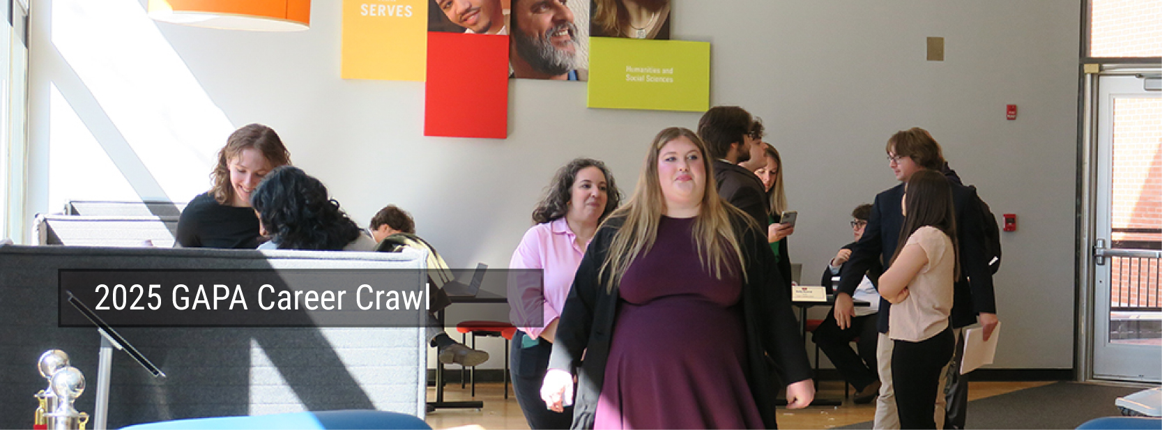 students gathering in the student lounge